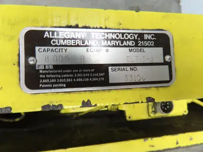 Allegany ELTIS-3 Forklift Weight Scale Load Cell 8000 Lb 20" Class 3 Proton
