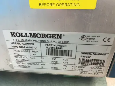 Used KOLLMORGEN MMCSD2.4460D Servo Drives Ohio US | HGR 24 #1330291