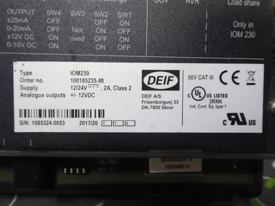 DEIF IOM230 Analog Interface 12/24VDC 2A Class 2 In +/- 12 VDC Out Used