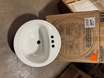 Bootz Industries Laurel Round Drop-In Bathroom Sink in White new