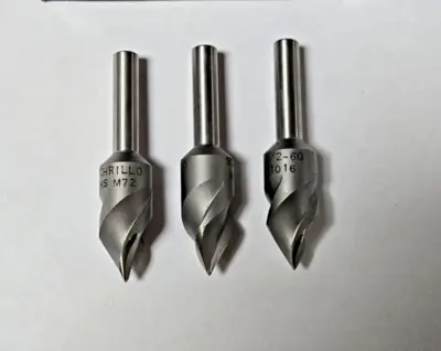Schrillo 1/2" High Speed Steel Countersink 60 Degree #1016 USA Lot of 3