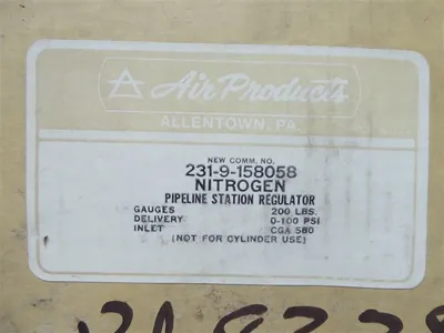 Air Products Model 1580 Pipeline Station Nitrogen Regulator 231-9-158058 New NIB