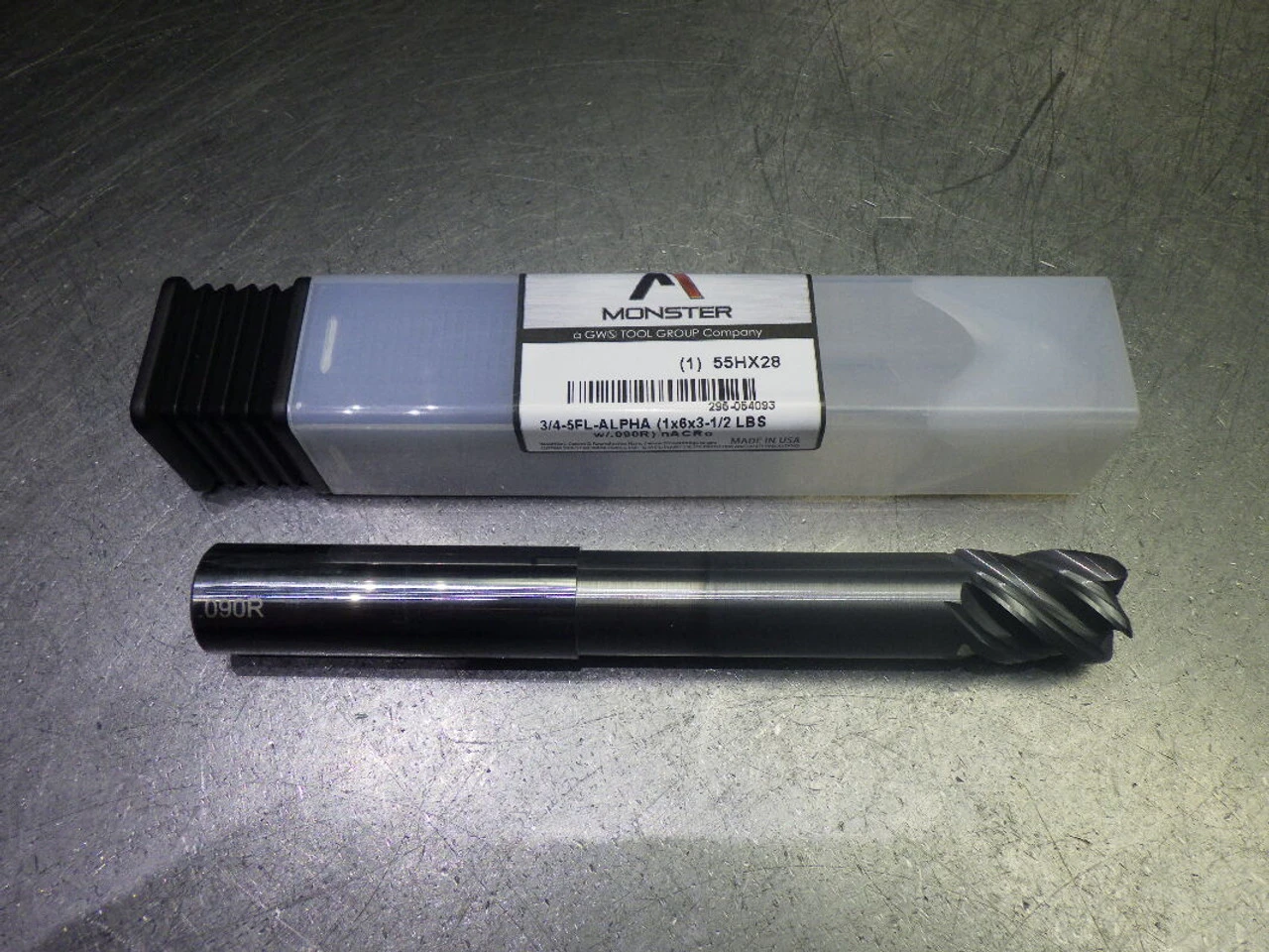 Monster 3/4" 5 Flute Carbide CR XL Endmill 3/4" Shank .09" R 295-054093 (LOC1235B)