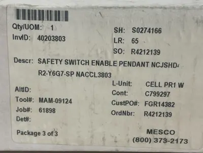 NEW JOKAB SAFETY NCJSHD4F8MR2SPY6G SAFETY SWITCH ENABLE PENDANT