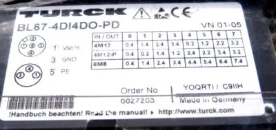 NEW TURCK BL67-4DI4DO-PD I/O MODULE 6827203 BL674DI4DOPD