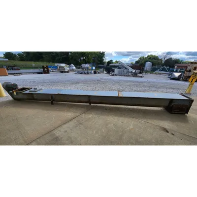 Used 5HP Mild Steel Incline Industrial Screw Auger Conveyor - 16" Dia. X 24'L