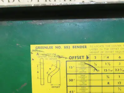 Greenlee One Shot Hydraulic Bender 883-4 Set 1.25-3" Rigid Conduit Needs Rebuilt