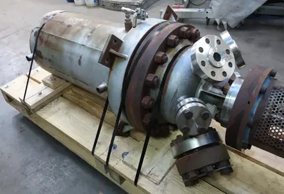 SPC8281  Reactor 70 gallon Hoppes Inc. chemical reactor, 1700 psi internal, FV-175 psi jacket, 5 hp top entering agitator
