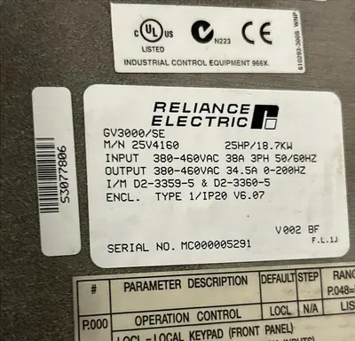 USED RELIANCE ELECTRIC 25V4160