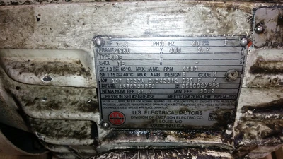 US Motors  7.5HP; 1180RPM; 460V; Frame: 256U C07 R727A 010423120