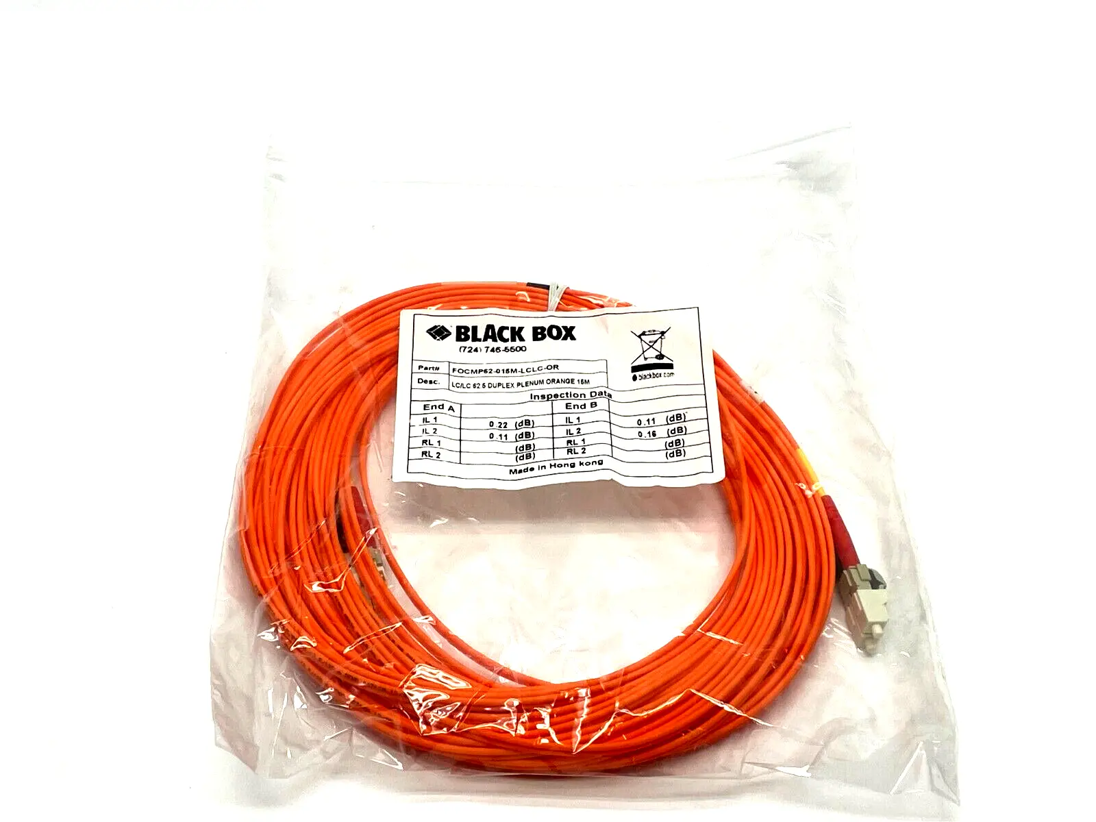 New | in-Stock Black Box FOCMP62-015M-LCLC-OR Fiber Optics Michigan US | Maverick Industrial Sales #1462786