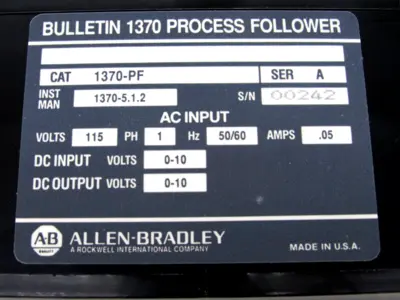 ALLEN BRADLEY 1370-PF PROCESS INSTRUMENT SERIES A 1370PF