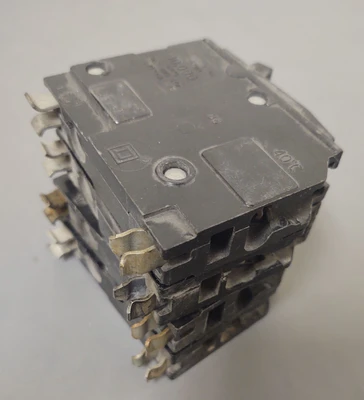 🔥(LOT 4) SQUARE D (3) Single Pole 20 AMP Type QO Circuit Breaker (1) 15A