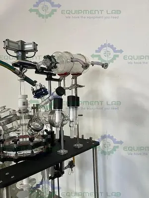 USED PRISM RESEARCH 20 LITER GLASS JACKETED REACTOR W/ 22 LITER COLLECTION FLASK