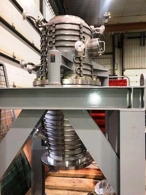 Tomoe TRV085HT vertical gas-tight decanter centrifuge, 316SS.
