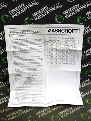 Ashcroft T462T10030 XBX Temperature Switch 15A 125/250VAC 75-250F Proof 400F New