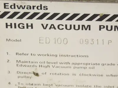 Edwards Speedivac ED100 Belt Drive Rotary Vacuum Pump 2-Stage 6CMH 230/460V 3PH