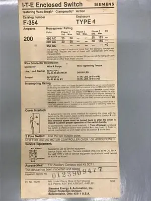 USED SIEMENS F-354