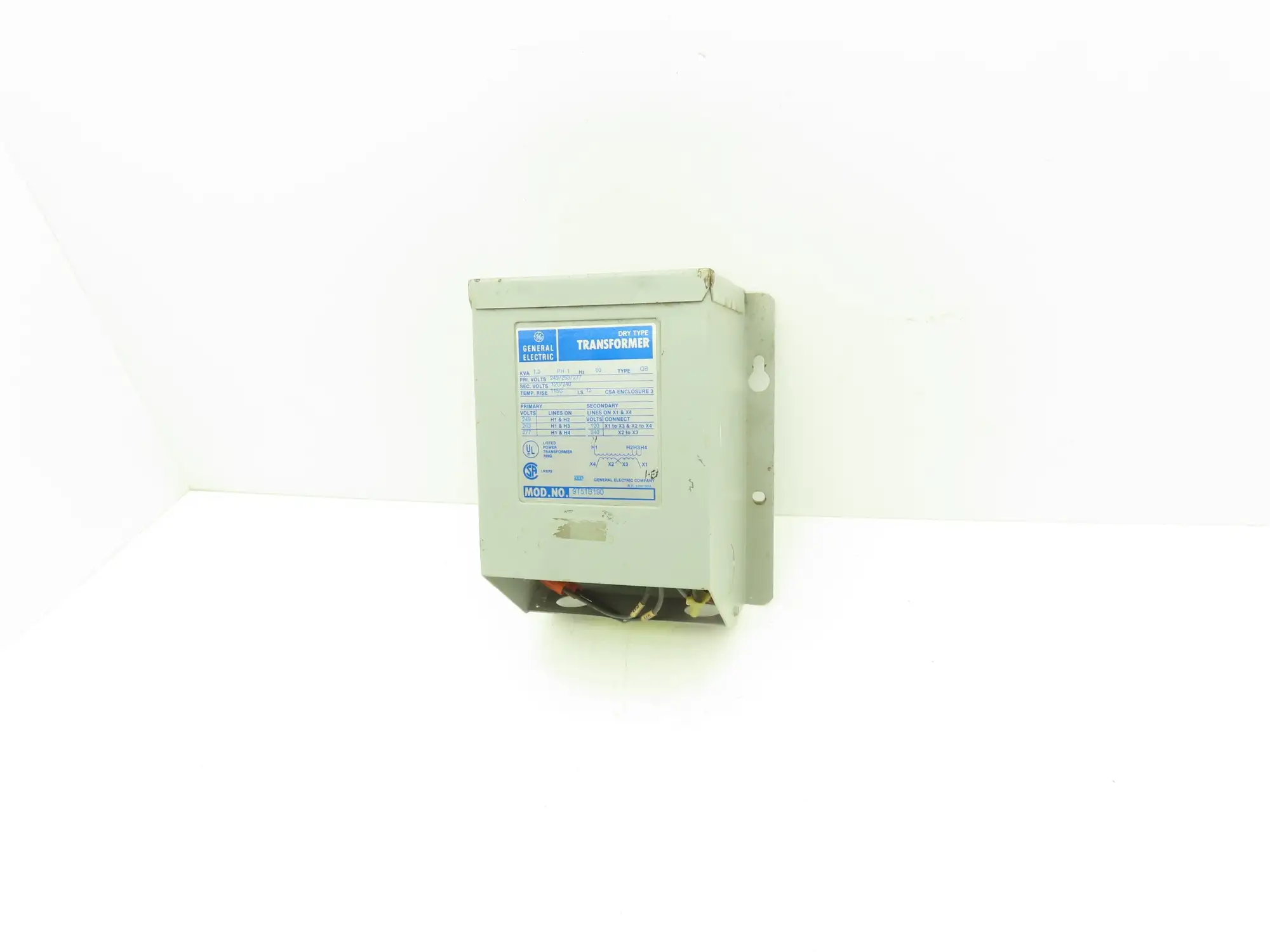 GE 9T51B190 Transformer 1PH 1KVA 249/263/277HV 120/240LV Dry Type QB