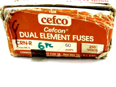 NEW LOT OF 6 CEFCO CRN-R60 FUSES CRNR60