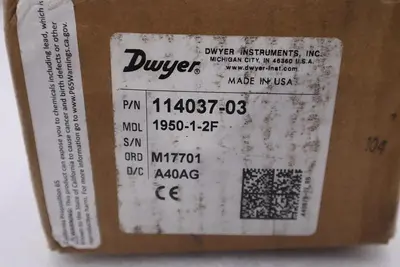 1950-1-2F Dwyer- Pressure Switch- 114037-03 NEW WITH BOX STOCK G389A