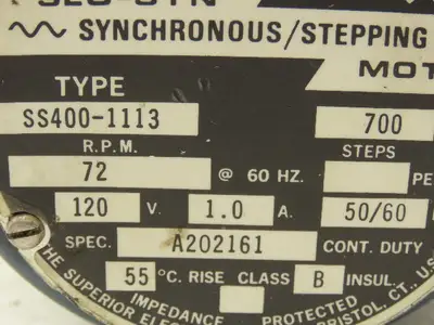 Superior Electric SS400-1113 Slo-Syn Synchronous AC Stepper Motor 120V 1PH 72RPM