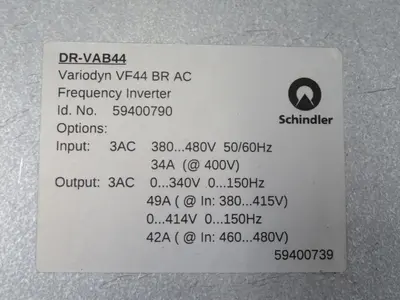 Used SCHINDLER VF44BR AC Drive Control Module Texas US | Aucto #1307200