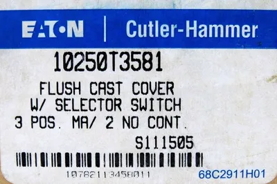 NEW EATON 10250T3581 SELECTOR SWITCH AND COVER