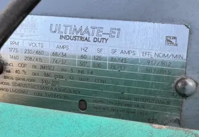Sullivan Palatek 25 HP Rotary Screw Air Compressor 120 Gallon Tank 25D4