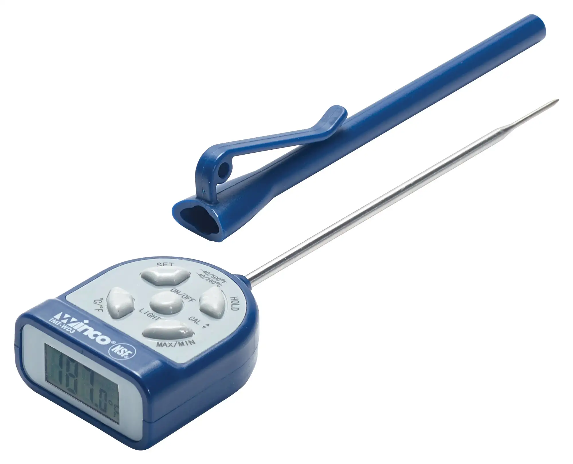 Digital Pocket Thermometer, -40 to 500F, 1.5mm Dia Probe, Waterproof, NSF (24 Each)