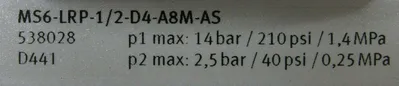 NEW FESTO MS6-LRP-1/2-D4-A8M-AS REGULATOR 538028 MS6LRP12D4A8MAS