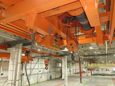 Cleveland Tramrail P&H 10 Ton Double Girder Bridge Crane 45' 10" Span w/Remote