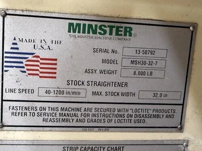 USED 2007 MINSTER MRH20-38S / MSH30-32-7