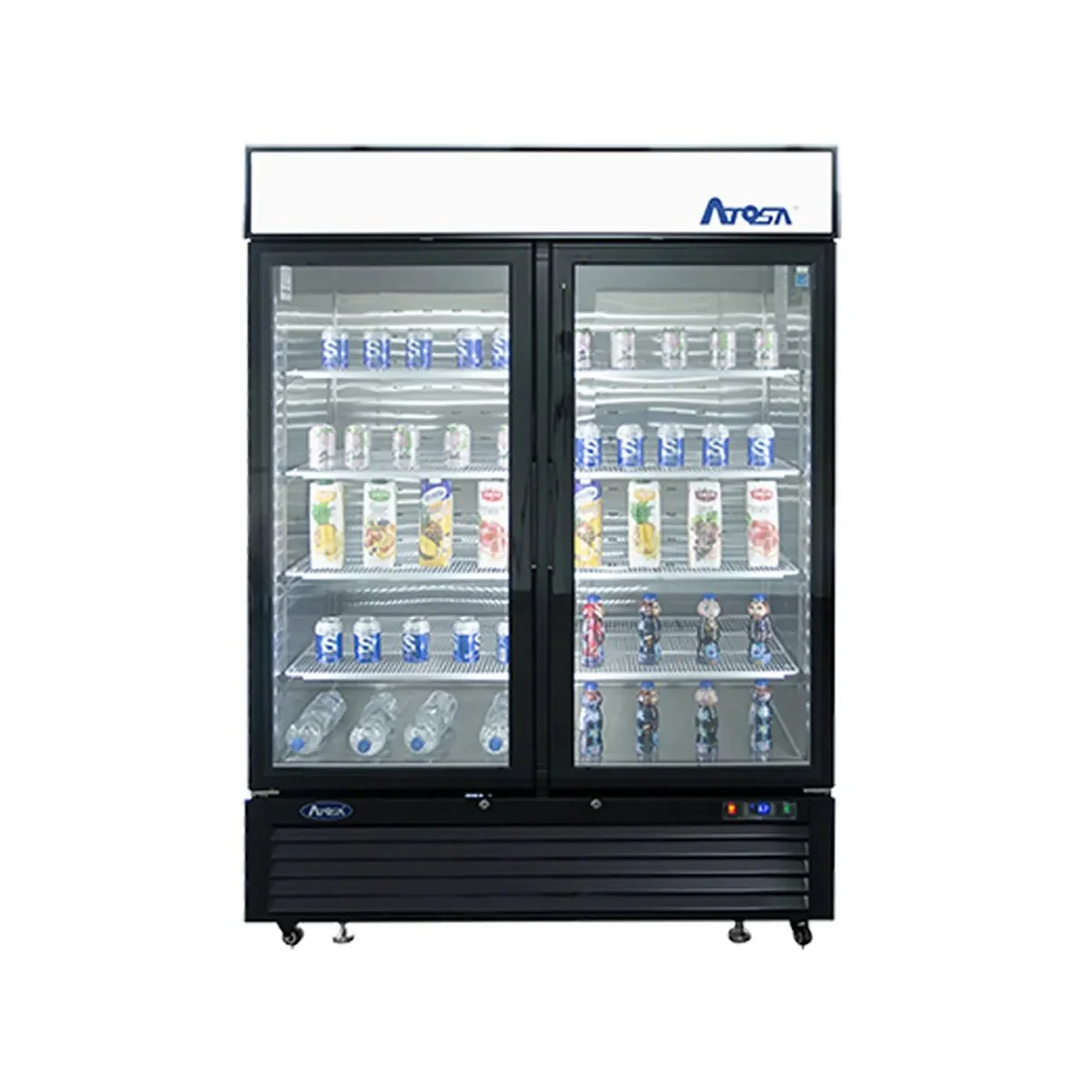 New | in-Stock Atosa New Atosa MCF8723GR Bottom Mount (2) Glass Door Merchandiser Refrigerator 43.95 Cu Ft - Black Display Refrigerators Illinois US | Falcon Restaurant Supply #1375451