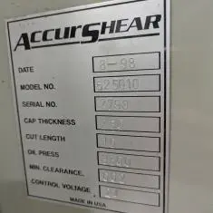 1998 ACCURSHEAR 62510 Power Squaring Shears (Inch) | THREE RIVERS MACHINERY (5)