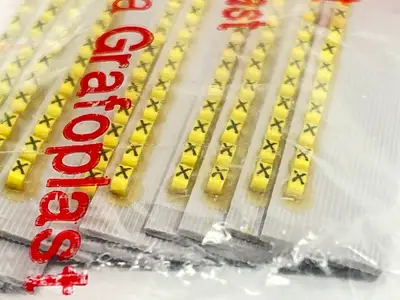 117 | Grafoplast  Wire Markers X Black on Yellow 10 Strips 9TFX16 - New