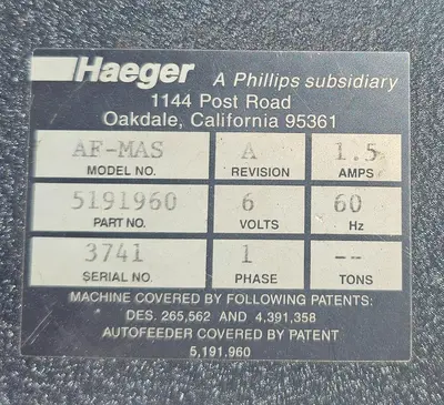 USED 1979 HAEGER HP6-B