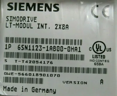 USED SIEMENS 6SN1123-1AB00-0HA1 SIMODRIVE LT-MODULE VER.A 6SN1118-1NH01-0AA1 C