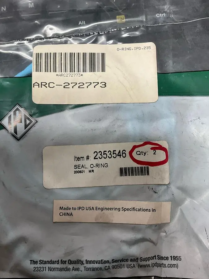 IPD O-RING SEAL PN: 2353546