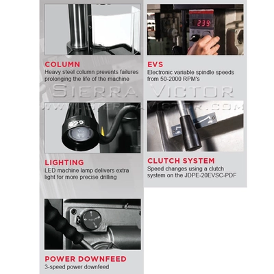 JET JDPE-20EVS-PDF Drill Presses (Metal) | Sierra Victor Industries (2)