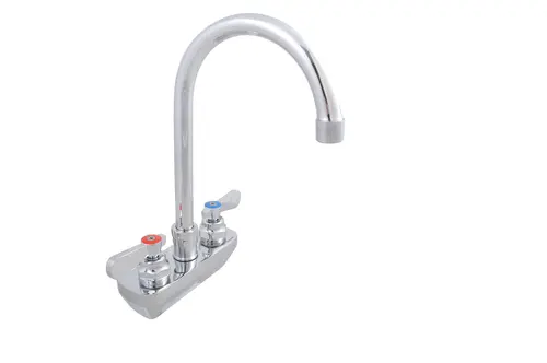 John Boos PBF-4SM-5GLF Splash Mount Faucet - 6" Gooseneck Spout, 4" Centers