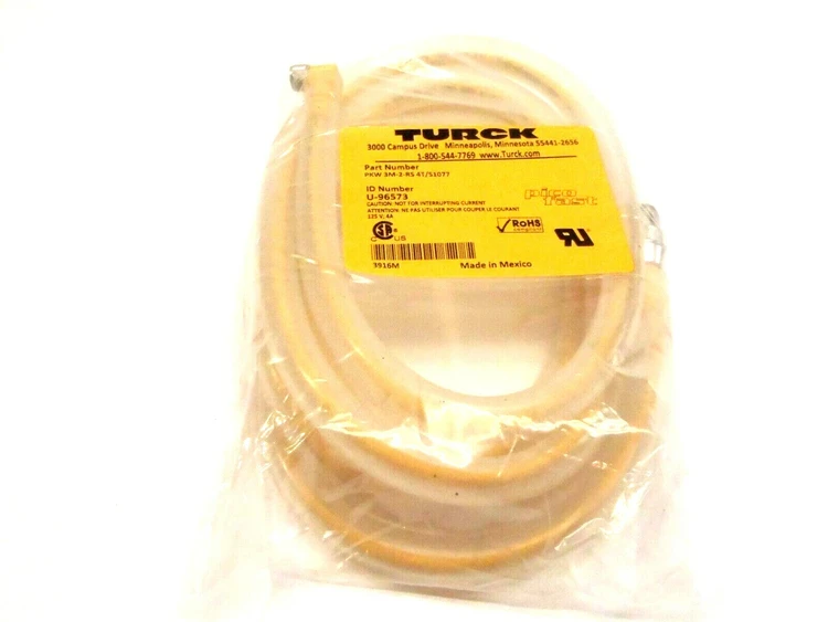 New | in-Stock TURCK MALE 12 ANGLED FEMALE M8 CORDSET Cable & Wire | Maverick Industrial Sales #1107643