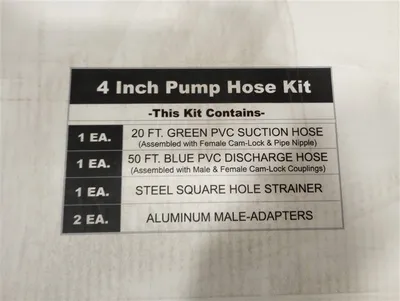 Kohler 35 755 12-S 4" Pump Hose Kit Suction Discharge & Strainer Quick Connect