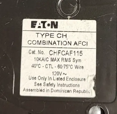 Eaton CHFCAF115 Hammer Circuit Breaker 15 Amp 1 Pole 120V (BIN 3.5.1)