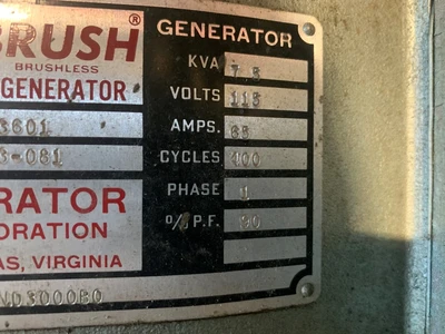 Brushless Generator 115 V 65 AMPS 7.5 KVA 1PH 033-081 (Motor-see
