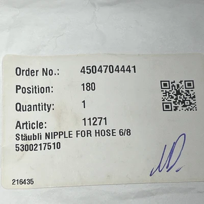 (2) NEW Staubli Nipple For Hose 6/8 5300217510  FAST SHIPPING! + Warranty