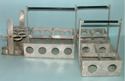 QTY. 4. STAINLESS STEEL BASKETS A)13 &frac12; X 13...