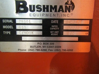 Used 2007 BUSHMAN 610 Coil Lifters New Jersey US | National Machinery Exchange #1499926
