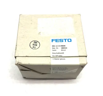 USED FESTO PNEUMATIC ON/OFF VALVE 3-16BAR 1/2" PORTS
