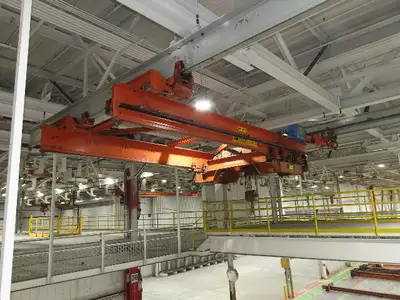 Cleveland Tramrail 11 Ton Double Girder Underhung Bridge Crane 18' 3" Span